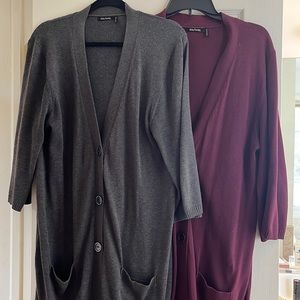 TWO for One! XL gray and a wine color maroon cardigan -